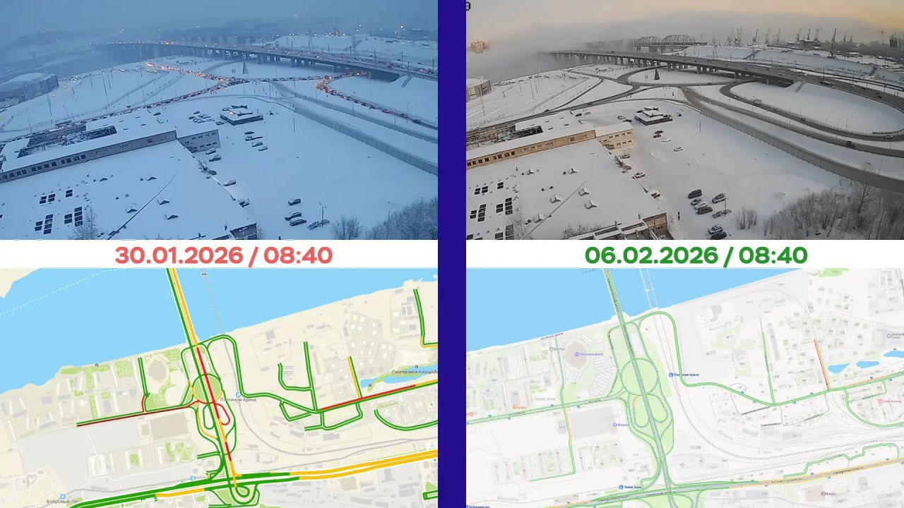 За первую неделю отмены выделенки на Николаевском мосту заторы сократились в два с лишним раза